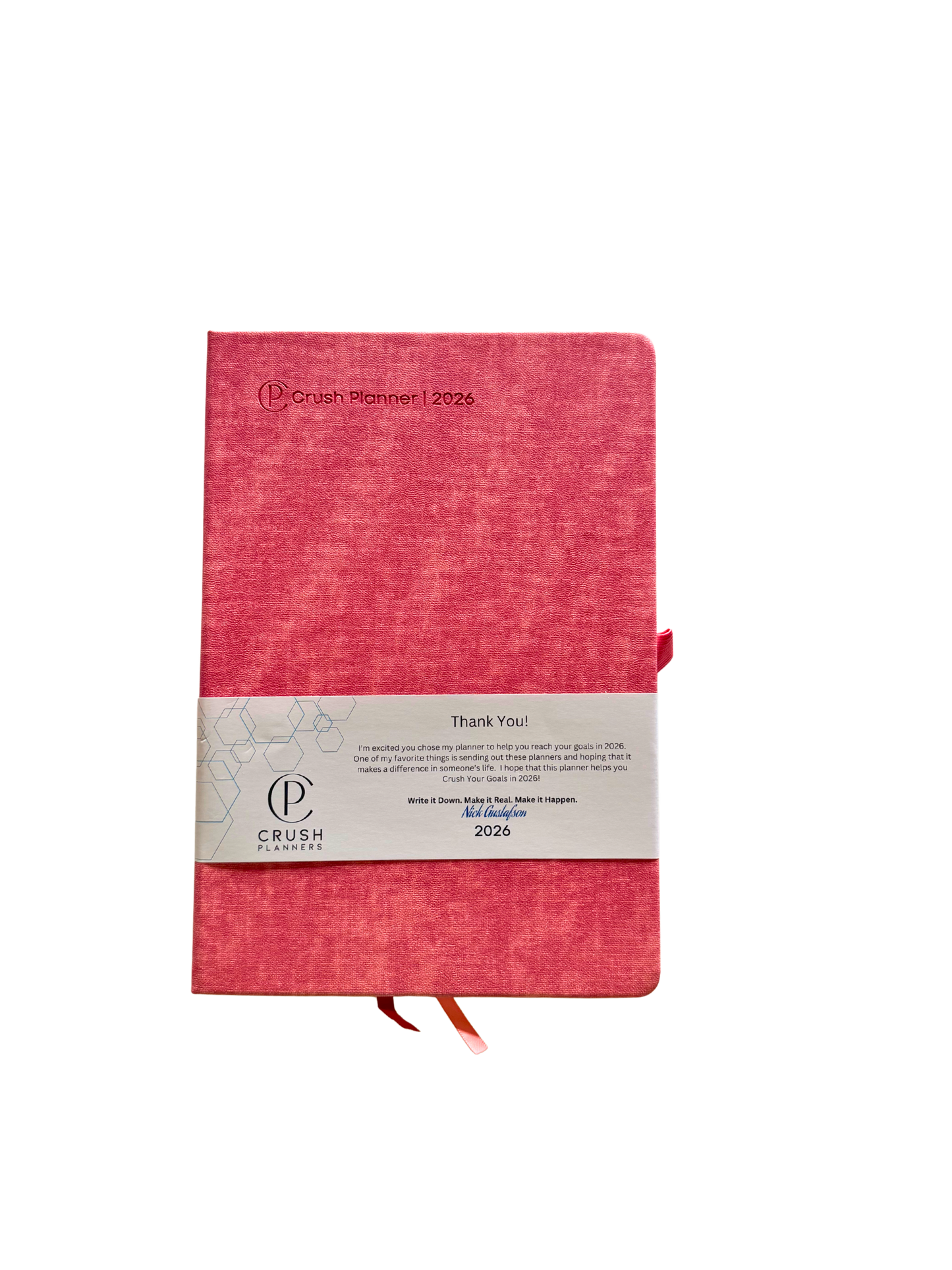 2026 Goal Setting Day Planner - Pink Linen Cover