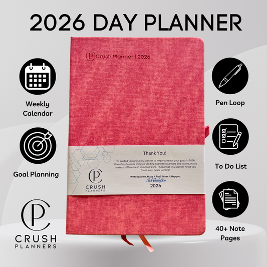 2026 Goal Setting Day Planner - Pink Linen Cover