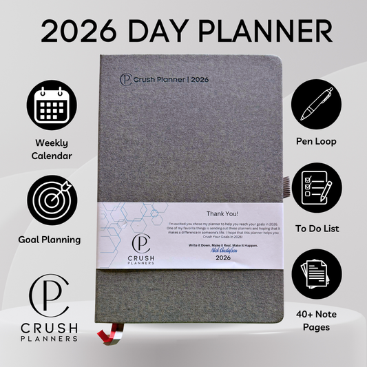 2026 Goal Setting Day Planner - Gray Linen Cover