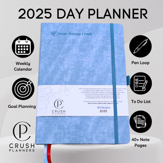 Luxury 2025 Goal Setting Day Planner - Hardcover High End _ Blue Linen Cover (Copy)