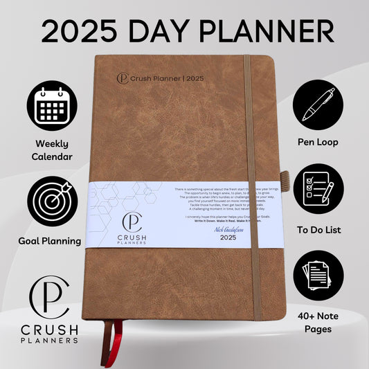 Luxury 2025 Goal Setting Day Planner - Hardcover High End _ Brown Vegan Leather Cover (Copy)