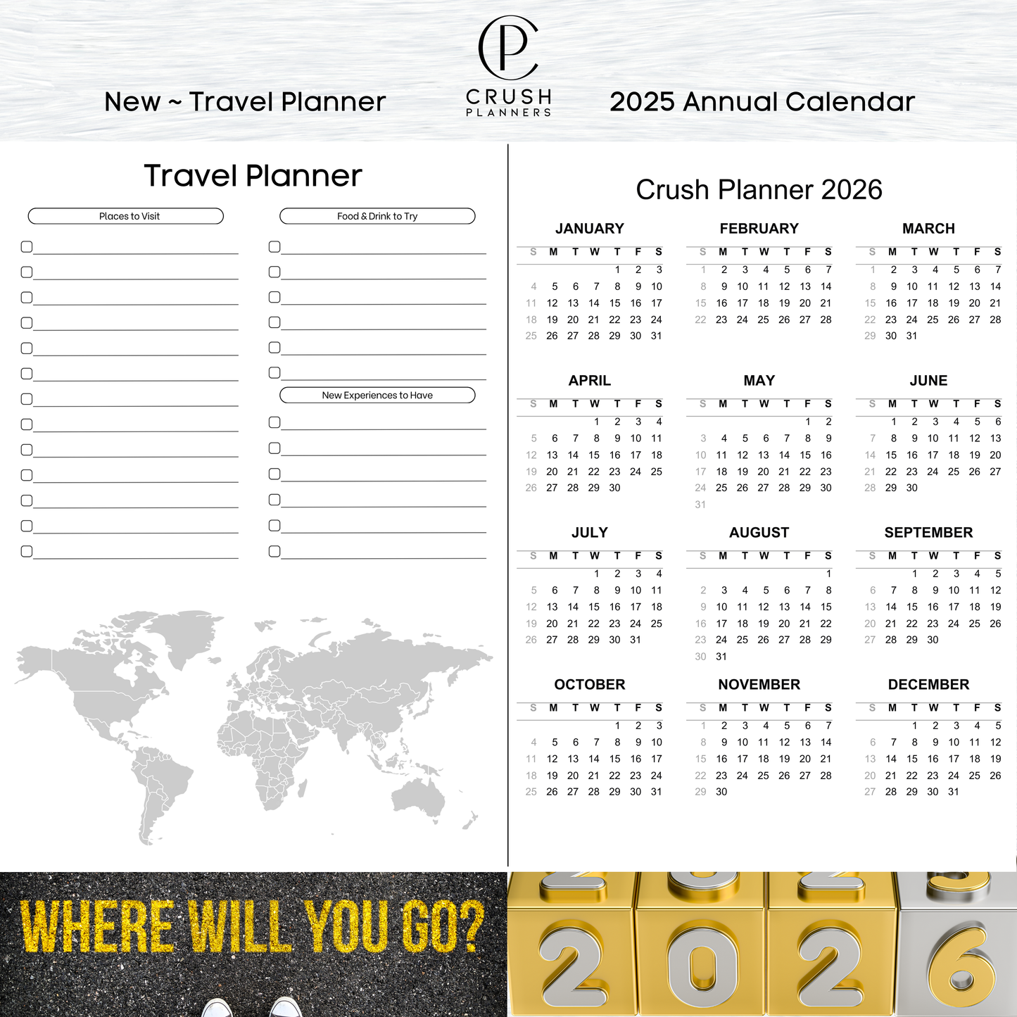 2026 Goal Setting Day Planner - Blue Linen Cover