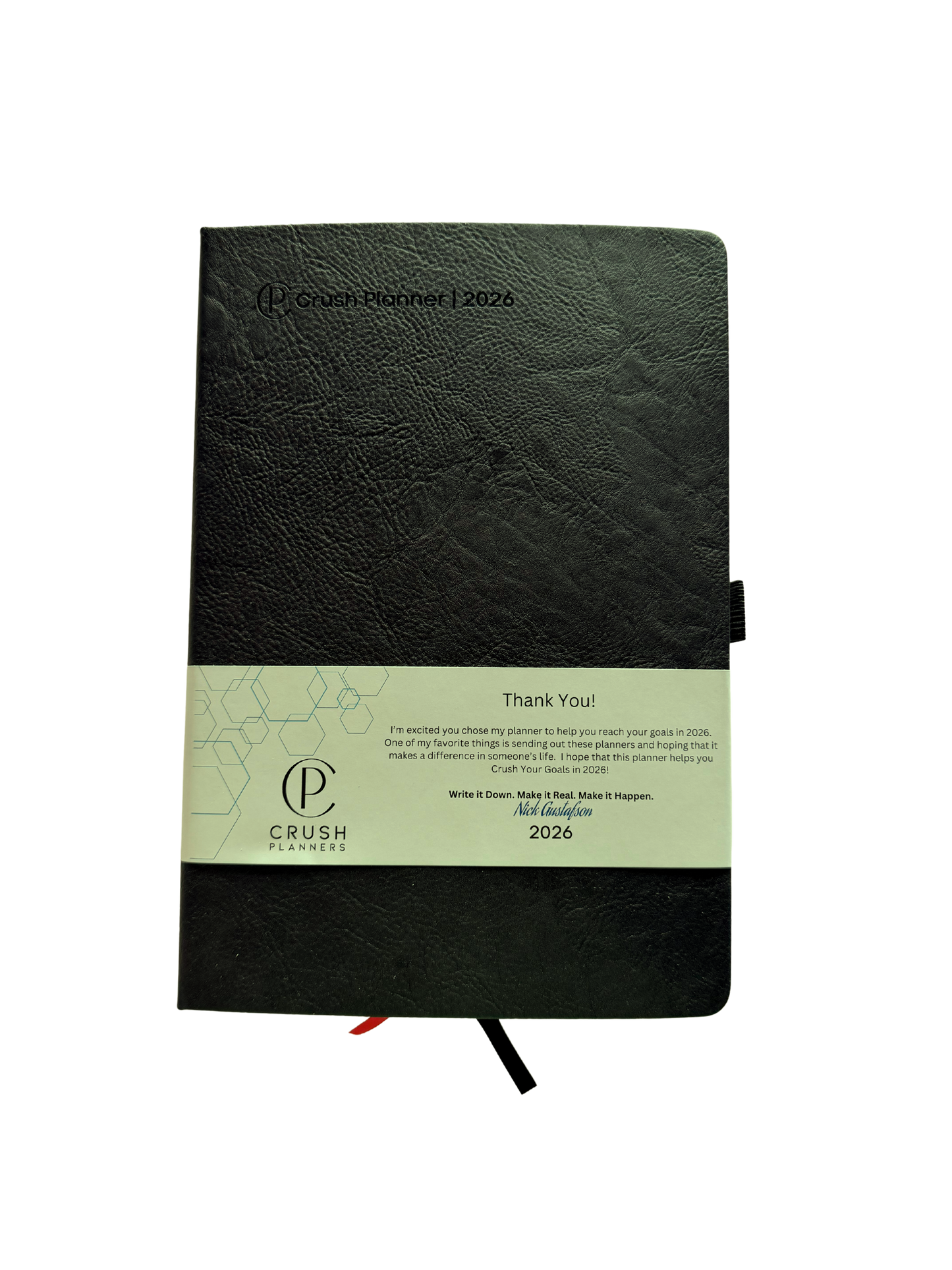 2026 Goal Setting Day Planner - Black Vegan Leather