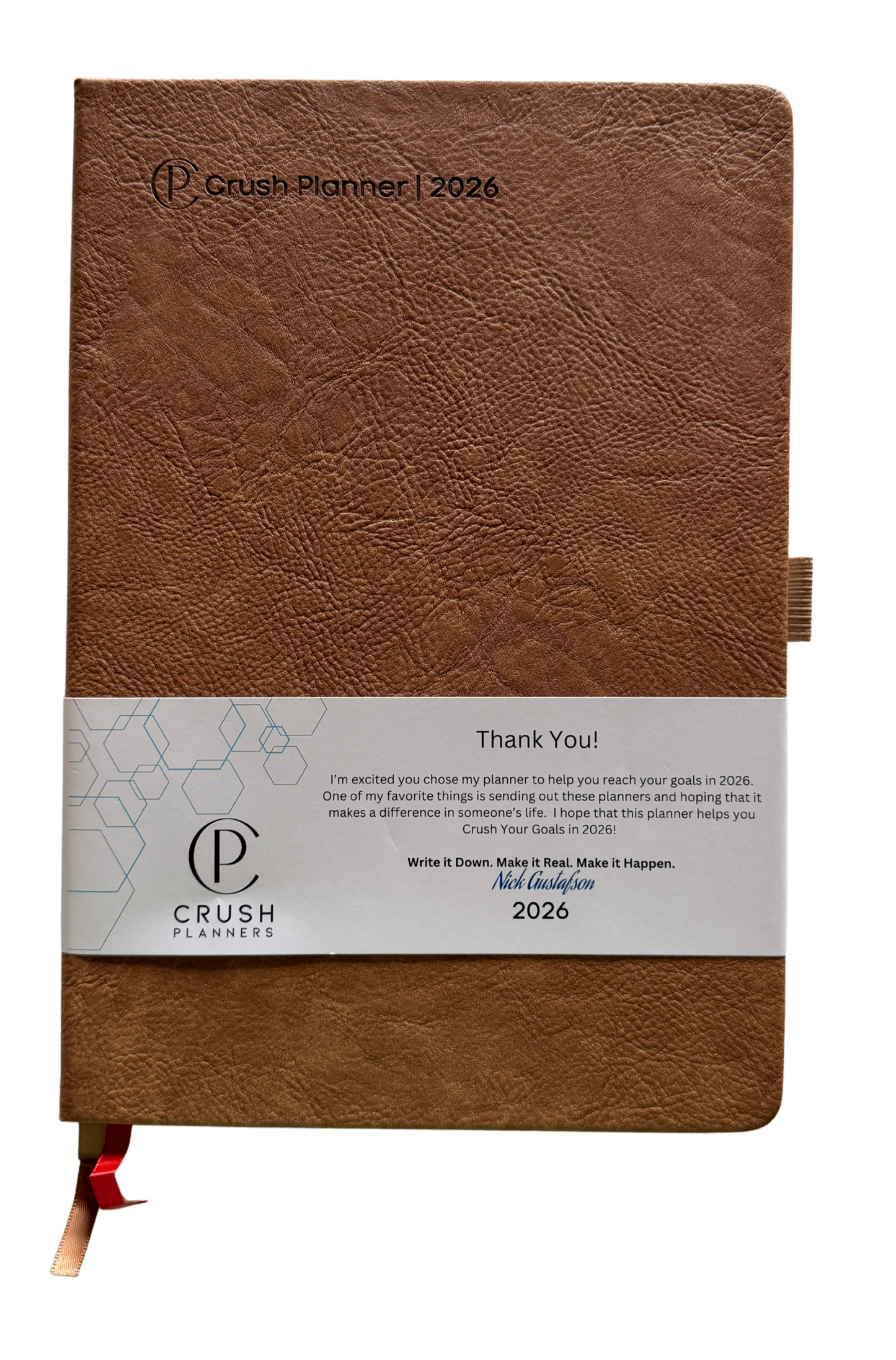 2026 Goal Setting Day Planner - Brown Vegan Leather
