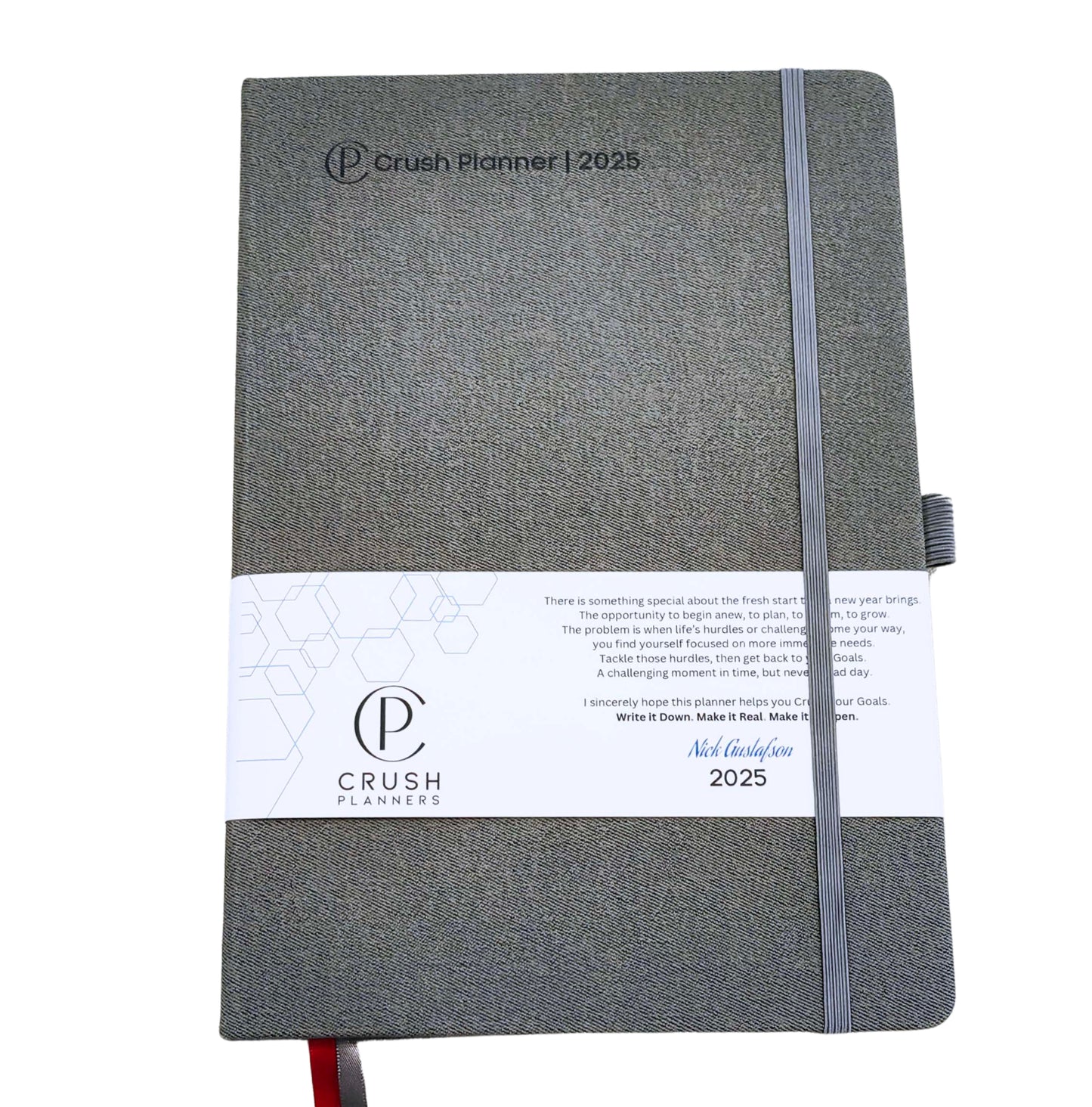 Luxury 2025 Goal Setting Day Planner - Hardcover High End _ Gray Linen Cover