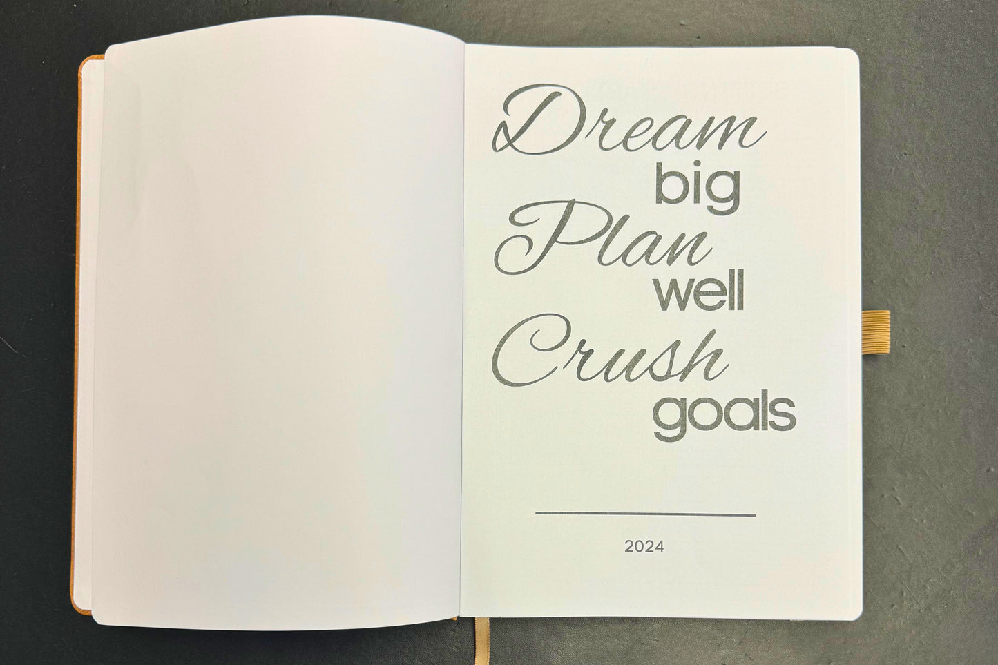 Luxury 2024 Goal Setting Day Planner - Hardcover High End _ Brown Vegan Leather Cover