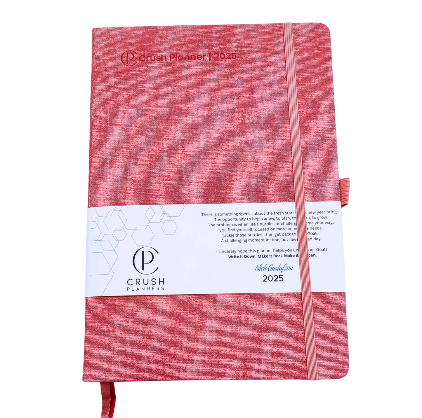 Luxury 2025 Goal Setting Day Planner - Hardcover High End _ Pink Linen Cover